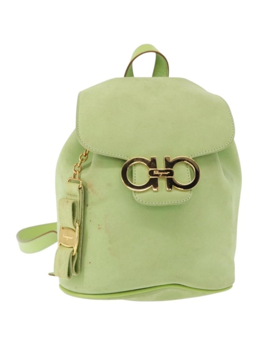 Salvatore Ferragamo Backpack Suede Green Gold